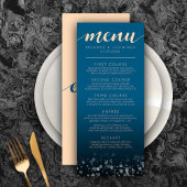 Elegant Peach Oceanic Blue Weddenmenu Menu