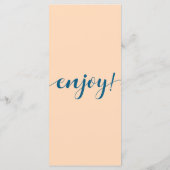 Elegant Peach Oceanic Blue Weddenmenu Menu (Achterkant)