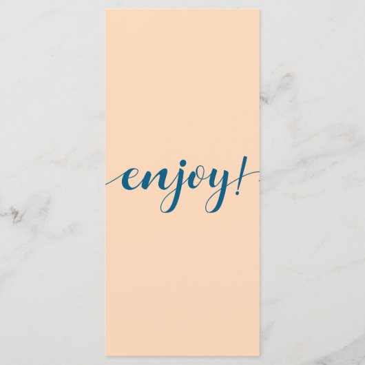 Elegant Peach Oceanic Blue Weddenmenu Menu (Achterkant)