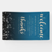 Elegant Peach Oceanic Blue Weddenschap Welkom Spandoek (Horizontaal)