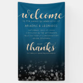 Elegant Peach Oceanic Blue Weddenschap Welkom Spandoek (Verticaal)