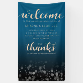 Elegant Peach Oceanic Blue Weddenschap Welkom Spandoek