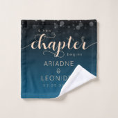 Elegant Peach Oceanic Blue Wedding a New Chapter Bad Handdoek (Wasdoekje)