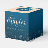 Elegant Peach Oceanic Blue Wedding a New Chapter Bedankdoosjes (Voorkant Zijde)