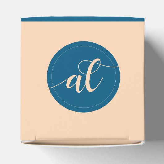 Elegant Peach Oceanic Blue Wedding a New Chapter Bedankdoosjes (Bovenkant)