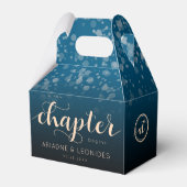 Elegant Peach Oceanic Blue Wedding a New Chapter Bedankdoosjes (Achterkant)