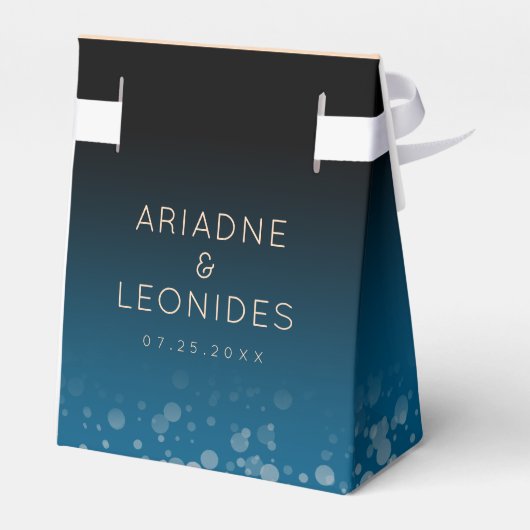 Elegant Peach Oceanic Blue Wedding a New Chapter Bedankdoosjes (Achterkant)