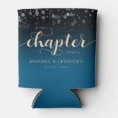 Elegant Peach Oceanic Blue Wedding a New Chapter Blikjeskoeler (Voorkant)