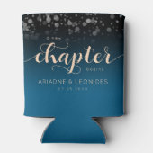 Elegant Peach Oceanic Blue Wedding a New Chapter Blikjeskoeler (Achterkant)