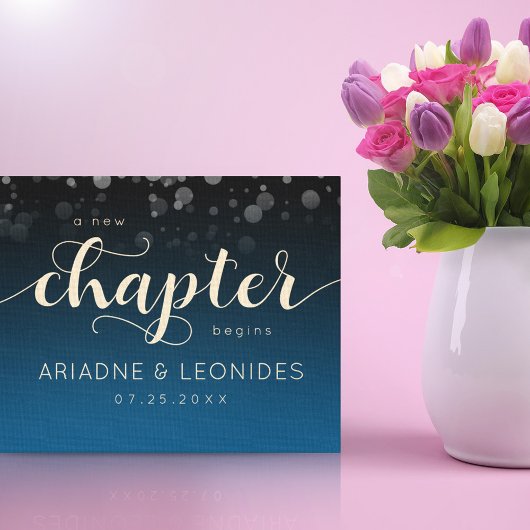 Elegant Peach Oceanic Blue Wedding a New Chapter Canvas Afdruk