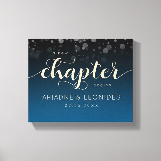 Elegant Peach Oceanic Blue Wedding a New Chapter Canvas Afdruk (Voorkant)