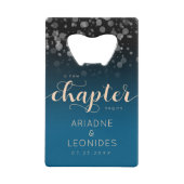 Elegant Peach Oceanic Blue Wedding a New Chapter Creditkaart Flessenopener (Voorkant)