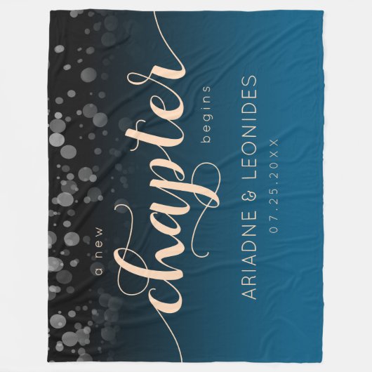 Elegant Peach Oceanic Blue Wedding a New Chapter Fleece Deken (Voorkant)