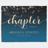 Elegant Peach Oceanic Blue Wedding a New Chapter Fleece Deken (Voorkant (Horizontaal))