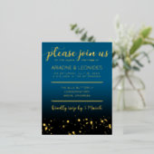 Elegant Peach Oceanic Blue Wedding a New Chapter Folie Feestdagen Briefkaart (Staand Voorkant)