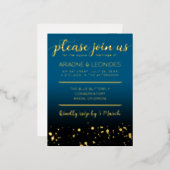 Elegant Peach Oceanic Blue Wedding a New Chapter Folie Feestdagen Briefkaart (Voorkant / Achterkant)