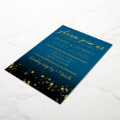 Elegant Peach Oceanic Blue Wedding a New Chapter Folie Uitnodiging (Gedraaid)