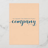 Elegant Peach Oceanic Blue Wedding a New Chapter Folie Uitnodiging (Achterkant)