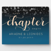 Elegant Peach Oceanic Blue Wedding a New Chapter Fotoplaat (Voorkant)