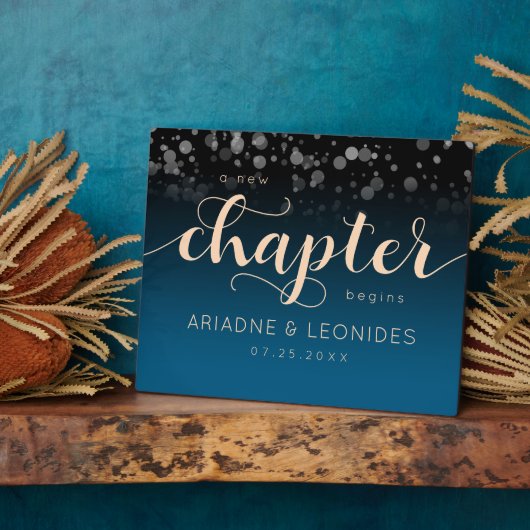 Elegant Peach Oceanic Blue Wedding a New Chapter Fotoplaat (Zijkant)