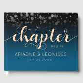 Elegant Peach Oceanic Blue Wedding a New Chapter Gastenboek (Voorkant)