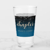 Elegant Peach Oceanic Blue Wedding a New Chapter Glas (Achterkant)