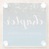 Elegant Peach Oceanic Blue Wedding a New Chapter Glazen Onderzetter (Achterkant)