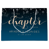 Elegant Peach Oceanic Blue Wedding a New Chapter Groot Cadeauzakje (Voorkant)