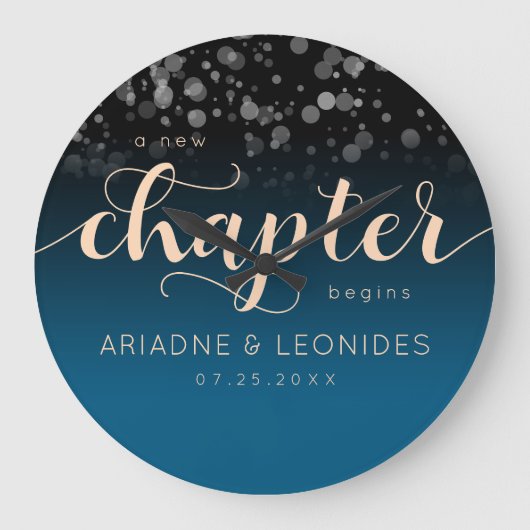 Elegant Peach Oceanic Blue Wedding a New Chapter Grote Klok (Voorkant)