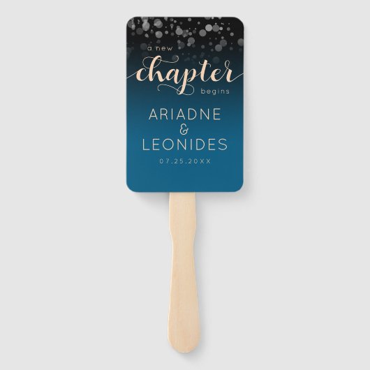 Elegant Peach Oceanic Blue Wedding a New Chapter Handwaaier (Achterkant)