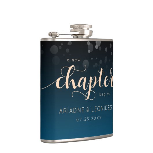 Elegant Peach Oceanic Blue Wedding a New Chapter Heupfles (Rechts)