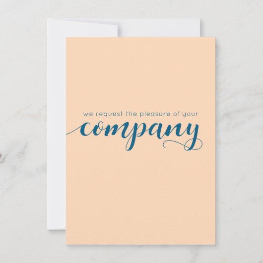 Elegant Peach Oceanic Blue Wedding a New Chapter Kaart (Achterkant)