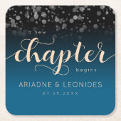 Elegant Peach Oceanic Blue Wedding a New Chapter Kartonnen Onderzetters (Voorkant)