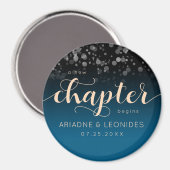 Elegant Peach Oceanic Blue Wedding a New Chapter Magneet (Voorkant / Achterkant)