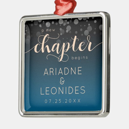 Elegant Peach Oceanic Blue Wedding a New Chapter Metalen Ornament (Links)