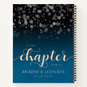 Elegant Peach Oceanic Blue Wedding a New Chapter Notitieboek (Achterkant)