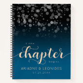 Elegant Peach Oceanic Blue Wedding a New Chapter Notitieboek (Voorkant)