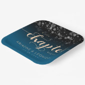 Elegant Peach Oceanic Blue Wedding a New Chapter Papieren Bordje (Gebogen)