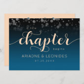 Elegant Peach Oceanic Blue Wedding a New Chapter Programmakaart (Voorkant / Achterkant)