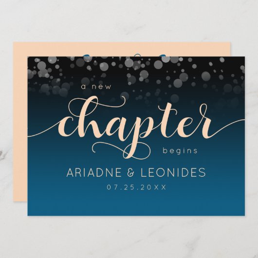 Elegant Peach Oceanic Blue Wedding a New Chapter Programmakaart (Voorkant / Achterkant)
