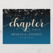 Elegant Peach Oceanic Blue Wedding a New Chapter Programmakaart (Voorkant)