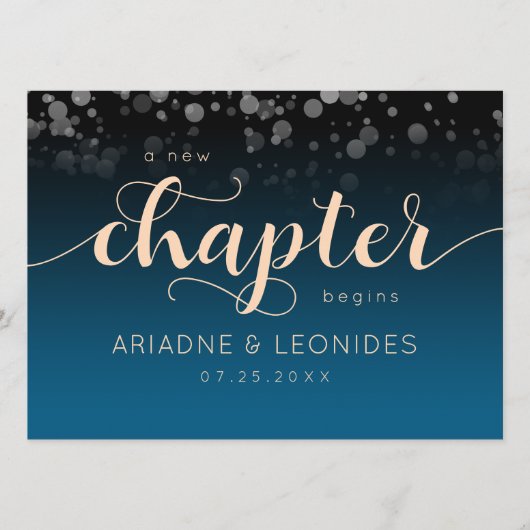 Elegant Peach Oceanic Blue Wedding a New Chapter Programmakaart (Voorkant)