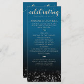 Elegant Peach Oceanic Blue Wedding a New Chapter Programmakaart (Voorkant / Achterkant)
