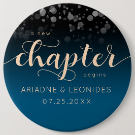 Elegant Peach Oceanic Blue Wedding a New Chapter Ronde Button 6,0 Cm
