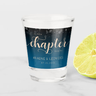 Elegant Peach Oceanic Blue Wedding a New Chapter Shot Glas