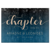 Elegant Peach Oceanic Blue Wedding a New Chapter Snijplank (Voorkant)