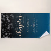 Elegant Peach Oceanic Blue Wedding a New Chapter Strandlaken (Voorkant)