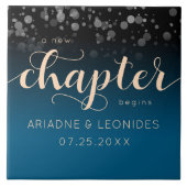 Elegant Peach Oceanic Blue Wedding a New Chapter Tegeltje (Voorkant)