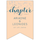 Elegant Peach Oceanic Blue Wedding a New Chapter Vlaggetjes (Tweede vlag)