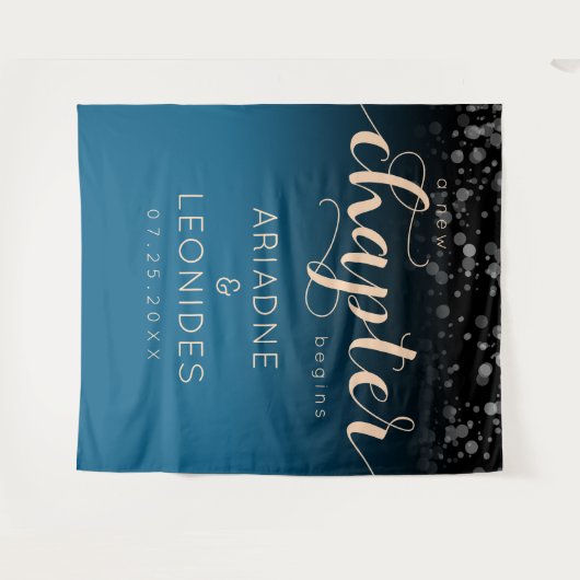 Elegant Peach Oceanic Blue Wedding a New Chapter Wandkleed (Voorkant (horizontaal))